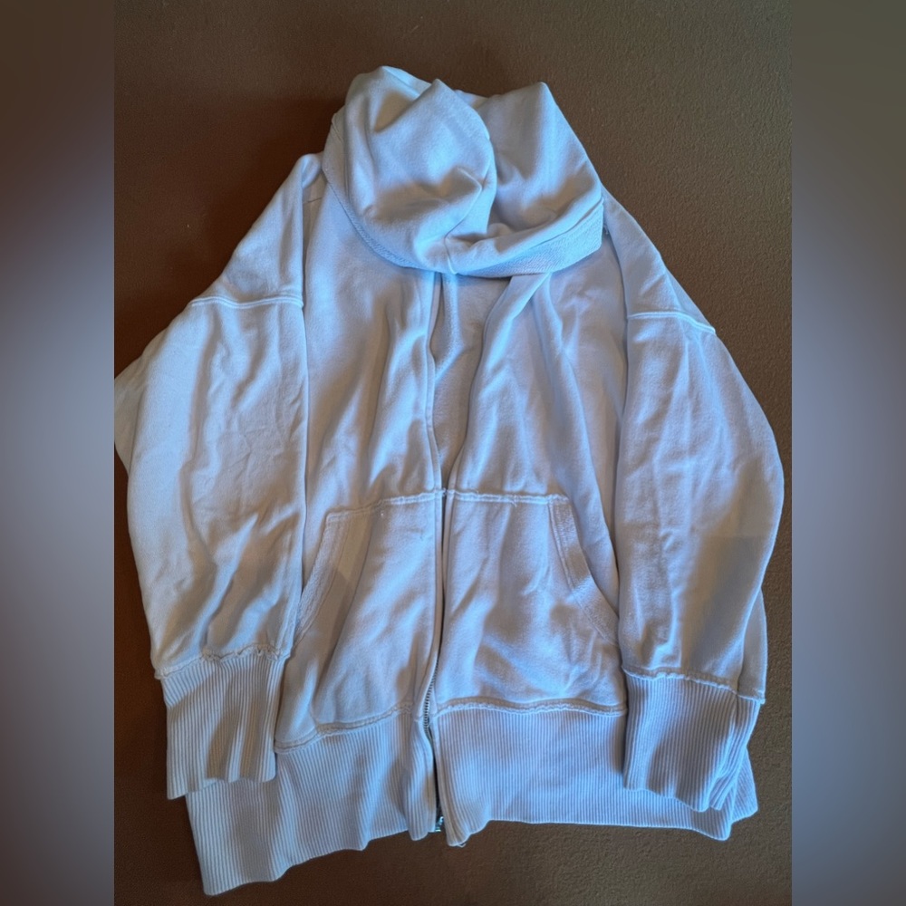 Aerie oversized white full zip hoodie